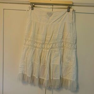 blue plate white decorated skirt